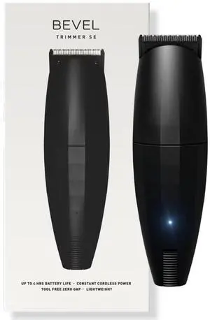 Bevel Beard Travel Trimmer SE for Men - Lightweight Cordless Mustache Trimmer, 4 Hour Rechargeable Battery Life, Tool Free Adjustable Zero Gapped Blade, Barber Supplies, Black (Packaging May Vary)