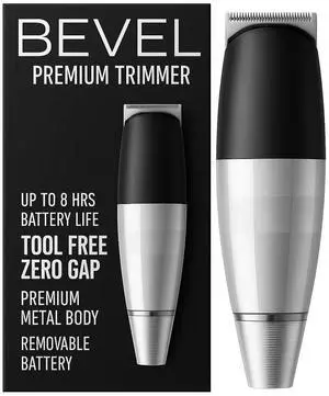 Bevel Beard Trimmer for Men - Cordless Trimmer, 6 Hour Rechargeable Battery Life, Tool Free Adjustable Zero Gapped Blade, Barber Supplies, Mustache Trimmer, Silver