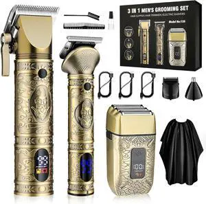 GSKY Professional Hair Clippers, Beard Trimmer for Men Electric Razor, Clippers and Trimmers Set Shavers for Men, Barber Clippers Hair Cutting Kit