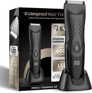 ENSSU Electric Body Hair Trimmer for Men, Waterproof Shaver - Cordless Pubic Groomer - Showerproof Ball Shaver