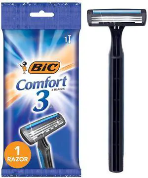 BIC Comfort 3 Men's Disposable Razors, 3 Blade For a Smooth and Comfortable Shave, 1-Count