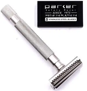 Parker Semi-Slant Safety Razor  Rose Gold Finish | Elegant DE Razor for Women & Men with Sensitive Skin | Slanted Head + 5 Parker Blades for Smooth Results | Iconic Brand