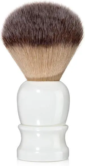 Mr. Fine Better Than Badger Shaving Brush, Ultra-Soft Synthetic Angel Hair Bristles for Mens Wet Shaving, Easy Lather & Smooth Glide, Ergonomic Handle, White