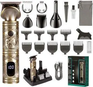 Beard Trimmer for Men,Cordless Hair Clipper,Electric Razor Shavers for Men,All in One Waterproof Mens Grooming Kit for Head Mustache Face Nose Ear Body Hair, with Storage Bag and Stand Holder,Gifts