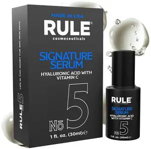RULE No.5 Vitamin C Face Serum for Men with Hyaluronic Acid, Caviar & Niacinamide, Anti Aging Serum for Face Fine Lines, Wrinkles, Dark Spots, Brightening Skin, Antioxidant Facial Serum for Men, 30 mL