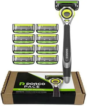 Dorco Pace 6 Pro 3D Motion Razor System - 1 Handle + 9 Cartridge Set