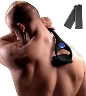 Bakblade 2.0 Back Shavers for Men: DIY Hair Shaver, Safety Blade Technology & Ergonomic Handle, Wet & Dry Shaving (Extra Blades Included)