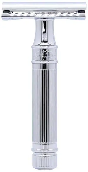Edwin Jagger DES89LBLAMZ Classic Long Handled Double Edge Manual Eco-Friendly and Reusable Safety Razor for Men and Women for Shaving cream or Soap Fits All DE Razor Blades (Lined)
