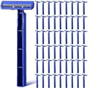 Chumia 500 Pcs Disposable Twin Blade Razor Shaving Safety Razor for Men Individually Wrapped with Clear Safety Cap Bulk Packed Portable for Hotel Guest House Travel Home Use(Blue)