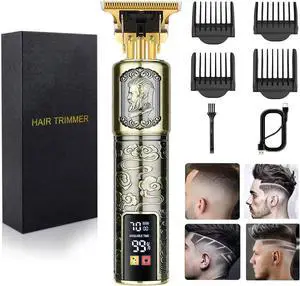Hair Clippers for Men - Cordless T-Blade Trimmer - Professional Haircut & Grooming Kit - Rechargeable - LCD Display (Figure-03)
