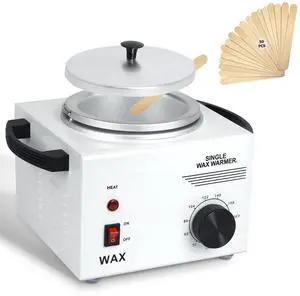 Wax Warmer Kit For Hair Removal, Professional Waxing Kit with 50pcs Waxing Sticks Single Wax Warmer Electric Heater For Women & Men, Facial Skin Body SPA Salon Equipment