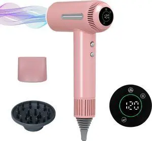 Hair Dryer,7 Temps&31 Modes.Intelligent Temperature Control,LCD Display,Self-Cleaning Mode,Facial Care Mode.1600W RPM Ionic Blow Dryer.Low Noise Thermo-Control Hair Dryer with Diffuser and Nozzle