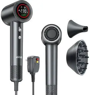 Hair Dryer, Negative Ionic Blow Dryer with 160, 000 RPM Professional High-Speed Blow Dryer, Brushless Motor for Fast Drying, Low Noise Thermo-Control Hairdryer with Magnetic Nozzle