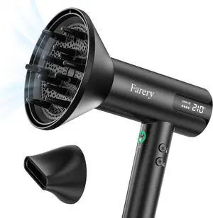 H8 Ionic Hair Dryer with Diffuser  110,000 RPM for Ultra-Fast Drying, 1400W Powerful Heat, Negative Ion Technology for Frizz Controll, 4 Heat & 4 Speed Settings, Magnetic Nozzle, HD Display