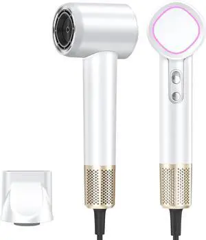 Hair Dryer Ionic, 150,000 RPM Hair Dryers for Women w/Ceramic Technology Nozzle for Fast Drying High Speed Blow Dryer 3-Speed Thermo Control Professional Low Noise Design for Home Travel Salon(White)