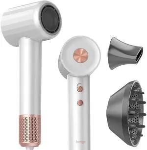 Negative Ionic High Speed Hair Dryer, Professional Brushless Blow Dryer with Diffuser and Nozzle for Fast Drying, 2 Speeds & 4 Temps Thermo-Control, Lightweight & Quiet for Home & Travel