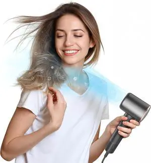 Professional Hair Dryer, 200 Million Negative Ionic Blow Dryer with 110000 RPM Brushless Motor, 1500W High-Speed HairDryer with Magnetic Nozzle & Diffuser for Salon, Home, Travel (Wisdom Gray)