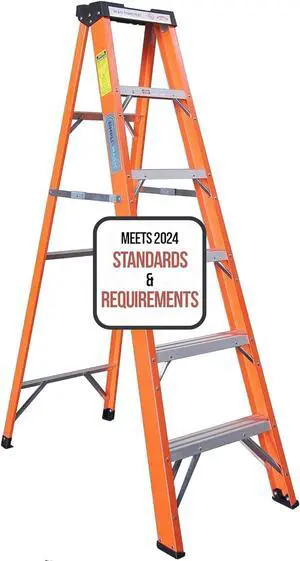 SIMPLI-MAGIC 6-Foot Fiberglass Step Ladder, 250 LBS Capacity  2024 Upgraded, Anti-Slip Rubber Feet, Lightweight & Durable Ladder for Home, Garage & Construction  Meets ANSI Requirements