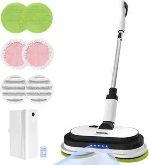 EOUS Cordless Electric Mop, Floor Cleaner with LED Headlight & Water Sprayer, Up to 60 Mins Detachable Battery, Dual-Motor Powerful Spin Mop, 300ML Water Tank for Multi-Surface, Self-Propelled
