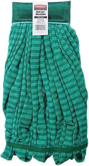 Rubbermaid Commercial Products Web Foot® Medium 20 Ounce Microfiber Tube Wet Mop 5" Headband Green for General Purpose Floor Cleaning Abrasive Cleaning and Heady-Duty Scrubbing