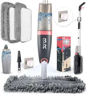 Microfiber Spray Mop for Floors Dry and Wet Mop with Dusting 360 Rotation for Kitchen, Hardwood, Laminate, Tile Floors Includes 4 Refill Heads, Scraper, Holder & Spray Bottle