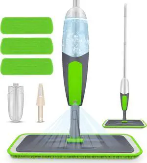Spray Mop, ILAVCOOL Floor Mops for Floor Cleaning with 3 Reusable Microfiber Pads & 550ML Refillable Bottle Wet Dry Use for Hardwood Laminate Tile Wood Cleaner