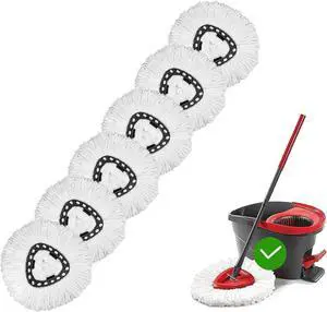 [ 6 Pack ]Mop Heads Replacements, Spin Mop Replacement Head Deep Cleaning Machine Washable and Easy-to-Replace,Spin Mop Refill Replacement Head 100% Microfiber,Mop Head for O-Ceda EasyWrin(White)