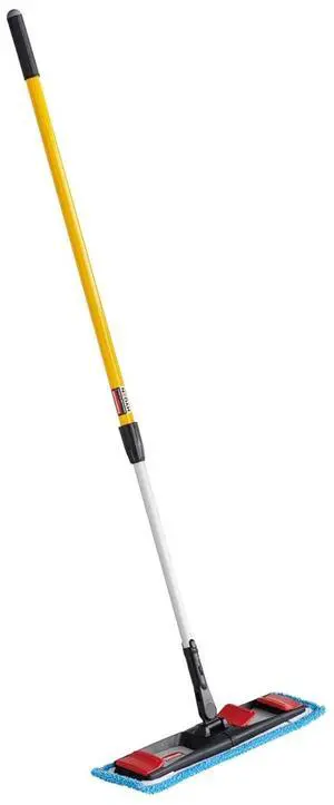 Rubbermaid Commercial Products Microfiber Adaptable Flat Mop Kit for WaveBrake, Yellow, Extendable Handle, for Heavy-Duty Cleaning/Hardwood/Tile/Laminated Floors in Kitchen/Lobby/Office