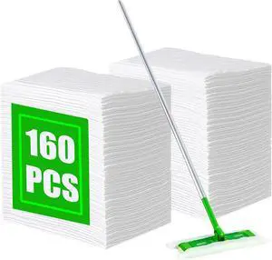 SUZZYVINE Dry Sweeping Cloths Dry Mop Refills Disposable Dry Floor Cloths Dry Cleaning Wipes Compatible With Swiffer Sweeper, Unscented, 7.87"x11.81", Total 160 Count