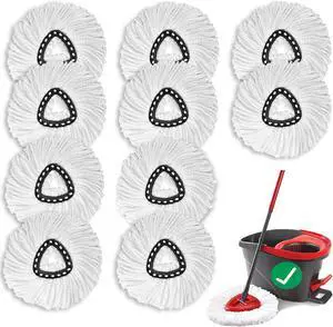 10 PCS Spin Mop Replacement Head,100% Microfiber Mop Heads Replacements with Cedar Mop Replace,360 Degree Round Spin Mop Replacement Head for Easy House Cleaning Floor Mopping