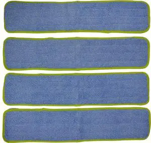 Super Absorbent Microfiber Wet Mop Pad Refills with Hook & Loop Backing for Home & Commercial Use, Washable & Reusable, Pull Tab for Easy Removal, Traps Dirt, Dust & Pet Hair, 24", 4-Pack,