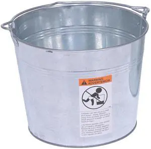 Vestil BKT-GAL-325 Galvanized Steel Bucket, 9-13/16" Depth, 3.25 gallon, 28 pound Capacity, Silver