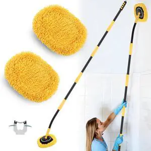 Wall Cleaner Mop,73Wall Mop Cleaner with Long Handle,Ceiling Dust Mop with 15° Bent Labor-Saving Elbow Extension Pole for Cleaning Walls Window Ceiling Floor Car High Cabinet