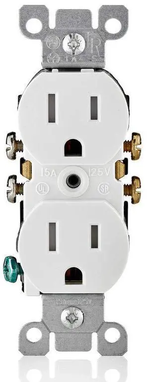 Leviton 15 Amp 125 Volt Tamper Resistant Duplex Receptacle, 10 Pack, T5320-WMP, White