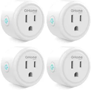 GHome Smart Mini Plug Compatible with Alexa and Google Home, WiFi Outlet Socket Remote Control with Timer Function, Only Supports 2.4GHz Network, No Hub Required, ETL FCC Listed (4 Pack), White