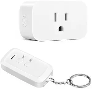 DEWENWILS Indoor Remote Control Outlet, Wireless Remote Light Switch, No Interference Remote Outlet Switch, No Wiring, 15A/1875W, 100ft RF Range, Compact Design, Programmable