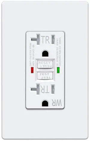 ELECTECK GFCI Outlets 20 Amp, Outdoor Weather Proof (WR), Self-Test GFI Receptacles with LED Indicator, Ground Fault Circuit Interrupter, Screwless Wallplate Included, UL Listed, White