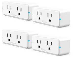 Govee Dual Smart Plug 4 Pack, 15A WiFi Bluetooth Outlet, Work with Alexa and Google Assistant, 2-in-1 Compact Design, Govee Home App Control Remotely with No Hub Required, Timer, FCC and ETL Certified