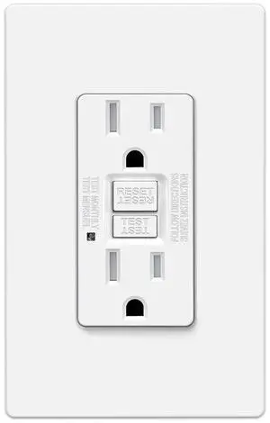 ELECTECK 15 Amp GFCI Outlets, Tamper Resistant, Self-Test GFI Receptacles with LED Indicator, Ground Fault Circuit Interrupter, Decor Screwless Wallplate Included, ETL Listed, White