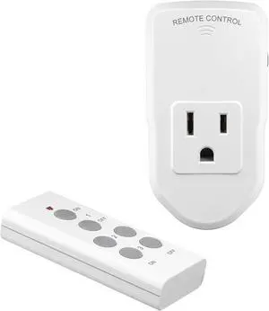 BN-LINK Wireless Remote Control Electrical Outlet Switch for Lights, Fans, Christmas Lights, Small Appliance, Long Range White 10A/1200W, 1 Remote + 1 Outlet