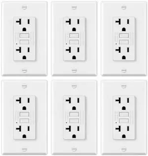 ELECTECK 6 Pack GFCI Outlets 20 Amp, Non-Tamper Resistant, Decor GFI Receptacles with LED Indicator, Ground Fault Circuit Interrupter, Wallplate Included, ETL Listed, White