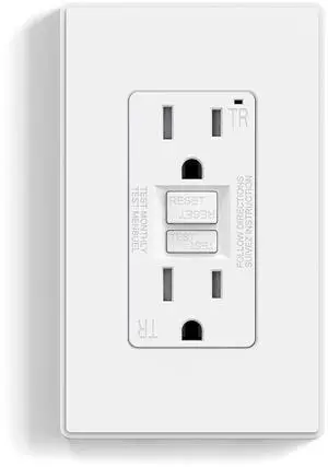 ELEGRP GFCI Outlet 15 Amp, Self-Test GFI Electrical Outlet with Thinner Design, TR Tamper Resistant GFCI Receptacle, Ground Fault Circuit Interrupters with Wall Plate, UL Listed, Matte White, 1 Pack