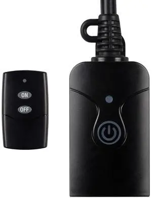 HBN Outdoor Indoor Wireless Remote Control 3-Prong Outlet Weatherproof Heavy Duty 15 A Compact 1 Remote 1 Outlet with Remote 6-inch Cord 100ft Range ETL Listed (Battery Included)