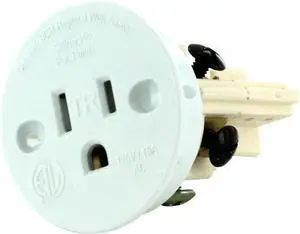 Self Contained Receptacle - Tamper Resistant - Includes Cover Cap and Mounting Screws - White