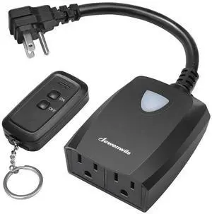 DEWENWILS Outdoor Wireless Remote Control Outlet Power Strip Weatherproof, Expandable Indoor Outdoor Electrical Plug in Light Switch, 15 A, 7-Inch Extension Cord, 100 FT Range, ETL Listed