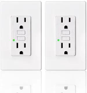 2 Pack Non-tr UL Listed 15 Amp White GFCI Electrical Outlet Receptacle, Outdoor