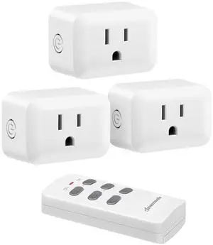 DEWENWILS Wireless Remote Control Outlet, Programmable and Expandable Electrical Outlet Switch, Wireless Remote Light Switch, 100FT Range, FCC Listed, 1 Remote and 3 Outlets