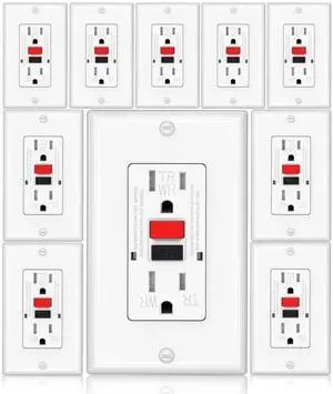 GFCI Outlet, Weather Proof & Tamper Resistant Outlets, UL Listed Self Test GFI Receptacle, Outdoor or Indoor, 15 Amp (10 Pack)