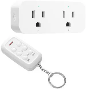 DEWENWILS Wireless Remote Control Outlet, 2 Independent Control Sockets Electrical Remote Light Switch, No Interference Remote Outlet Switch, No Wiring, 15A/1875W, 100 FT Range, FCC Listed