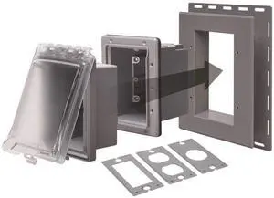 TayMac MR420CG 1-Gang Recessed Enclosure Extra Duty, 6-in-1 Nonmetallic Weatherproof in-Use Cover, Horizontal/Vertical, Gray